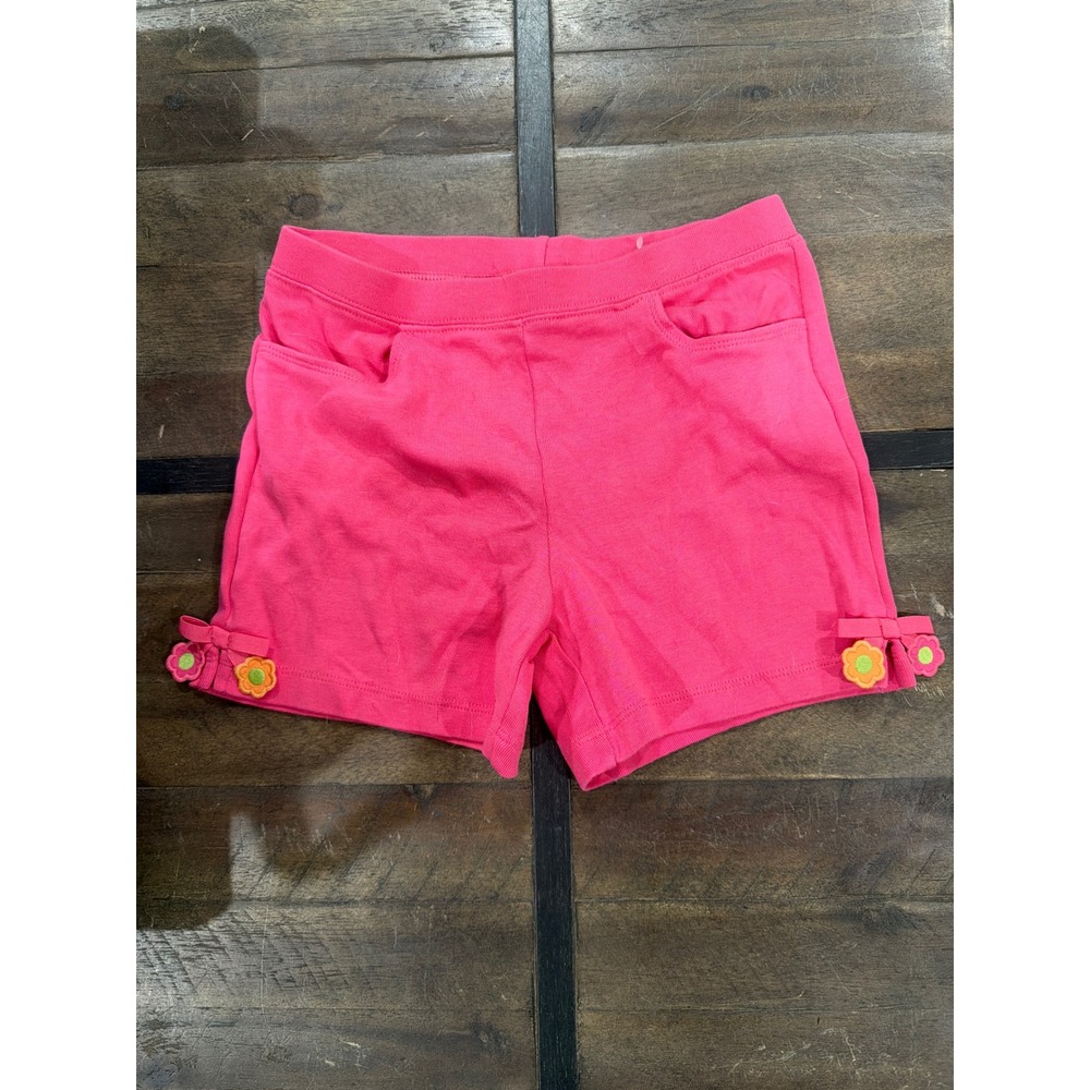 Gymboree Girls Pink Knit Shorts Flower Bow Accents Size 10 Kids Summer Pink
